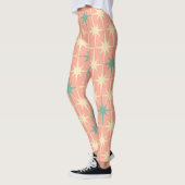 Retro Mittelalter Moderne Sterne Muster rot Rosa Leggings (Links)