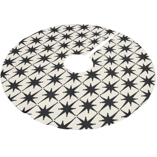 Retro Mittelalter Moderne Sternexplosionen Schwarz Polyester Weihnachtsbaumdecke (Schrägansicht)