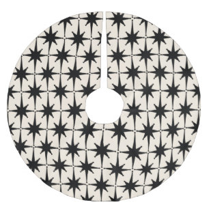 Retro Mittelalter Moderne Sternexplosionen Schwarz Polyester Weihnachtsbaumdecke