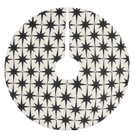 Retro Mittelalter Moderne Sternexplosionen Schwarz Polyester Weihnachtsbaumdecke (Vorderseite)