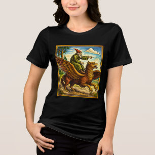 Retro-Mittelalter-Schneckenreiter-Fantasy-T-Shirt- Tri-Blend Shirt