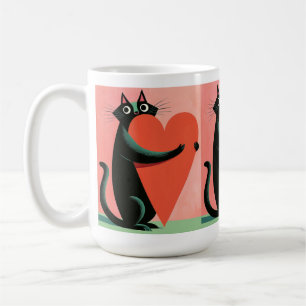 Retro-Mittelalter Schwarze Katze Herz Kaffee Kaffeetasse