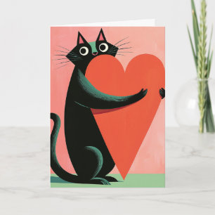 Retro-Mittelalter Schwarze Katze Herz Valentinstag Karte