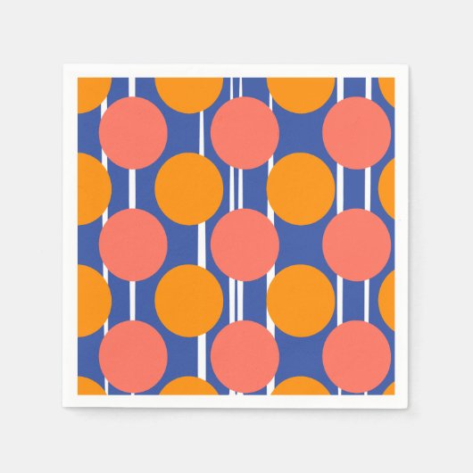 Retro-Mittelalter-Style Orange-Blauer-Punkt-Teil Serviette (Vorderseite)