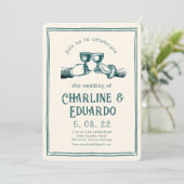 Retro Mittelalterliche Grabungskunst Hochzeit Einladung (Stehend Vorderseite)