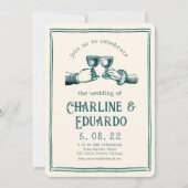 Retro Mittelalterliche Grabungskunst Hochzeit Einladung (Vorderseite)