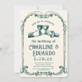 Retro Mittelalterliche Grabungskunst Hochzeit Einladung (Vorderseite)