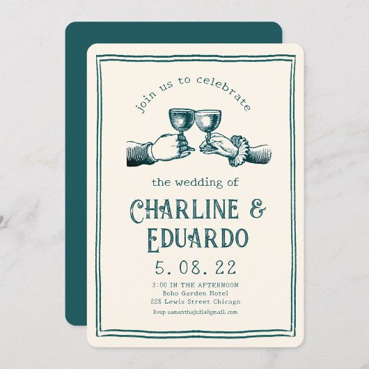 Retro Mittelalterliche Grabungskunst Hochzeit Einladung