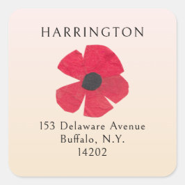 Retro Mittelalterliche rote Mohnblume Niedliche Rü Quadratischer Aufkleber