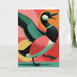 Retro-Mittelcentury-Enten-Farbige-Vogel-Kunst Karte
