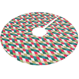 Retro-Mitteljahrhundert-Harlekin-Diamant-Weihnacht Polyester Weihnachtsbaumdecke