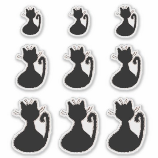 Retro Mitteljahrhundert Moderne Black Cat Silhouet Aufkleber (Vorderseite)