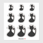 Retro Mitteljahrhundert Moderne Black Cat Silhouet Aufkleber (Blatt)