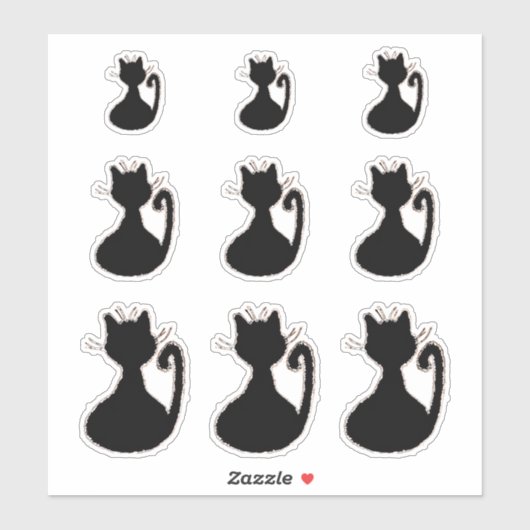 Retro Mitteljahrhundert Moderne Black Cat Silhouet Aufkleber (Blatt)
