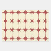 Retro Mitteljahrhundert Moderne Sterne Dusky Red & Geschenkpapier Set (Vorderseite 3)