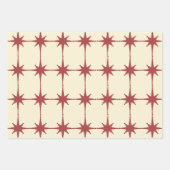 Retro Mitteljahrhundert Moderne Sterne Dusky Red & Geschenkpapier Set (Vorderseite)