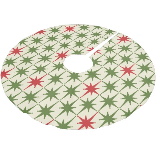 Retro Mitteljahrhundert Moderne Weihnachtszeit-Ste Polyester Weihnachtsbaumdecke (Schrägansicht)