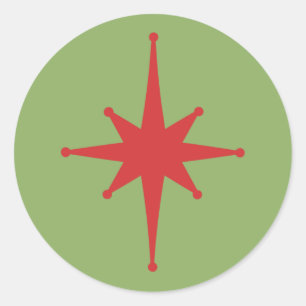 Retro Mitteljahrhundert Moderne Weihnachtszeit-Ste Runder Aufkleber