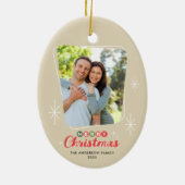 Retro Mitteljahrhundert Modernes Foto Weihnachten Keramik Ornament (Hinten)