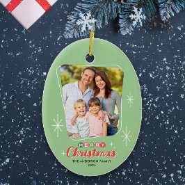 Retro Mitteljahrhundert Modernes Foto Weihnachten Keramik Ornament