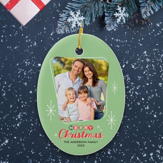 Retro Mitteljahrhundert Modernes Foto Weihnachten Keramik Ornament