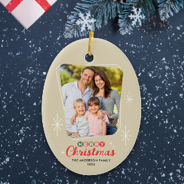 Retro Mitteljahrhundert Modernes Foto Weihnachten Keramik Ornament