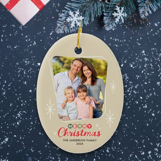 Retro Mitteljahrhundert Modernes Foto Weihnachten Keramik Ornament