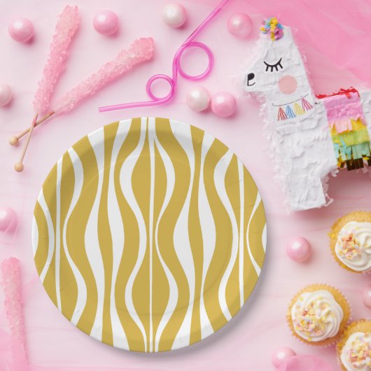 Retro Mitteljahrhundert Modernes Hourglass Abstrak Pappteller (Party)