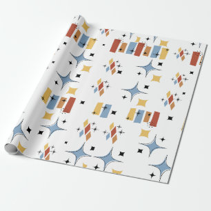 Retro-Mitteljahrhundert-Sternenexplosion Geschenkpapier