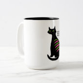 Retro Mitteljahrs-Schwarze Katze Zweifarbige Tasse (Vorderseite Links)