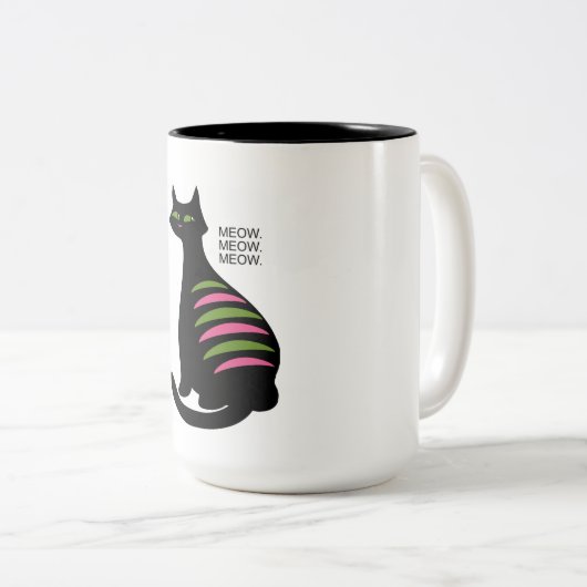 Retro Mitteljahrs-Schwarze Katze Zweifarbige Tasse (VorderseiteRechts)