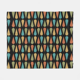 Retro Mitteljahrs Teardrops Schwarz farbenfroh Fleecedecke