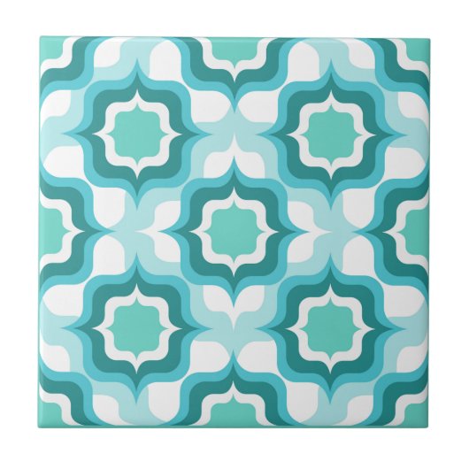 Retro-Mittelmeer Blau-Weiß Fliese (Vorderseite)