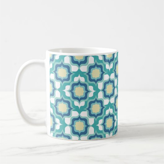 Retro Mittelmeer Blau Weiß Kaffeetasse (Links)