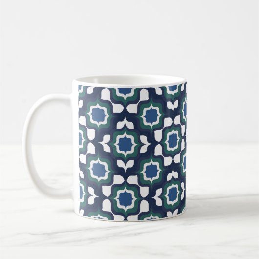 Retro-Mittelmeer-Blau-Weiß Kaffeetasse (Links)
