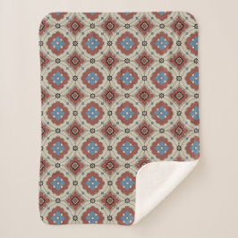 Retro-Mittelmeer-Fliesenmuster in Rot, Beige Sherpadecke