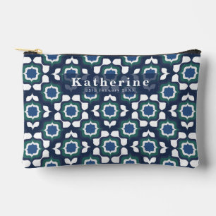 Retro-Mittelmeer-Kacheln Navy Blau Weiß Zubehörtasche
