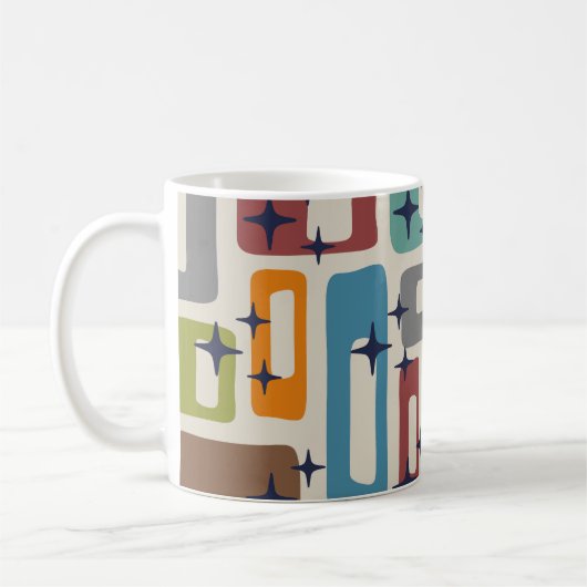Retro-Mittelmoderne abstrakte Muster Kaffeetasse (Links)