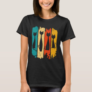 Retro-Mittelmoderne Katzen-Silhouette Vintage S T-Shirt
