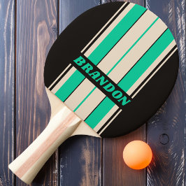 Retro Mitternacht-Mintbrett Streifen mit Namen Tischtennis Schläger