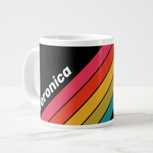 Retro Mitternachts-Regenbogen-Gestreift mit Namen Jumbo-Tasse