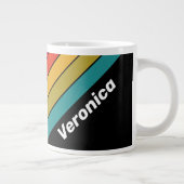 Retro Mitternachts-Regenbogen-Gestreift mit Namen Jumbo-Tasse (Rechts)