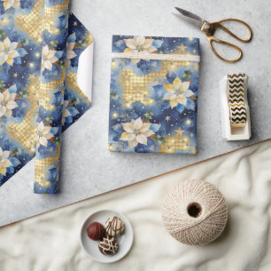 Retro Mitternachtsblauer Weihnachtsstern TMF26 Geschenkpapier