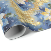 Retro Mitternachtsblauer Weihnachtsstern TMF26 Geschenkpapier (Rolleneckpunkt)