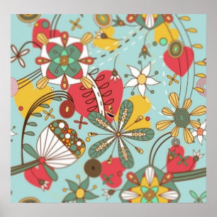 RETRO MIX BLUME HÖREN LIEBE HIPPIE WALLPAPER TEM POSTER