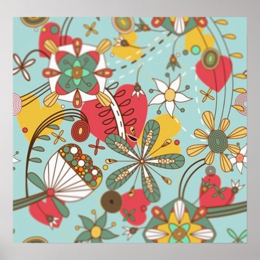 RETRO MIX BLUME HÖREN LIEBE HIPPIE WALLPAPER TEM POSTER (Vorne)