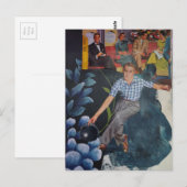 Retro-Mixed-Media-Collage Bowling Man Postkarte (Vorne/Hinten)