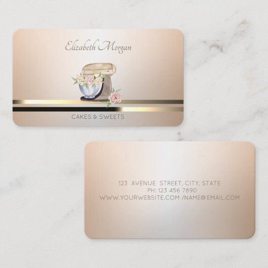 Retro Mixer Blume Bäckerei beleuchtet Visitenkarte (Vorne/Hinten)
