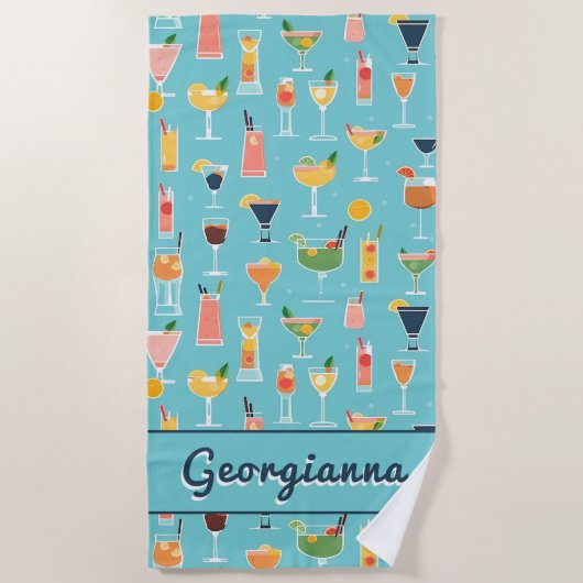 Retro Mixology Cocktails Strandtuch (Vorderseite)