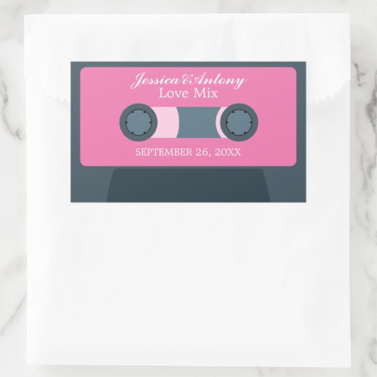 Retro-Mixtape-Gastgeschenk Hochzeit Rechteckiger Aufkleber (Tasche)